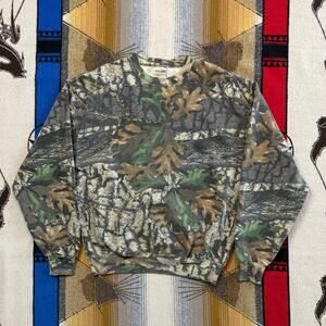 Vintage 90s Jerzees Bigwoods Camo Camouflage Crewneck Sweatshirt Size Large